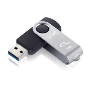 Pen Drive Multilaser Twist 2.0 32GB USB Leitura 10MB/s e Gravação 3MB/s Preto - PD589